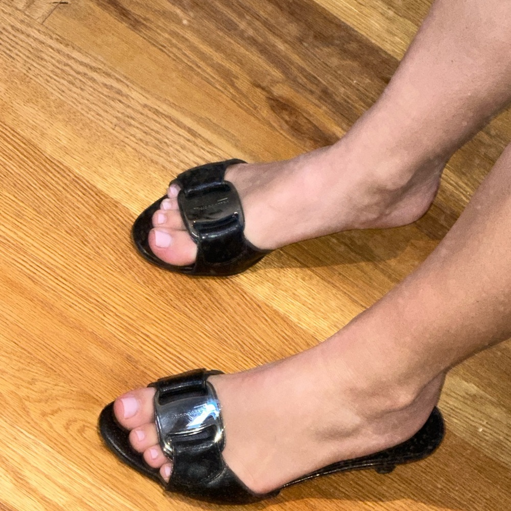 Ferragamo Black Kitten Heels